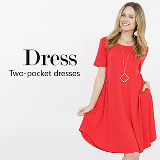 Short Sleeves Two-pocket Dress