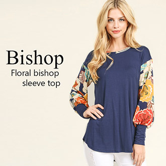 Floral Bishop Sleeve Top - Made in USA